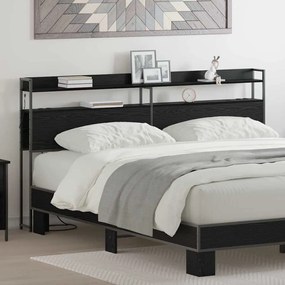 Fejtámla LED -es lámpákkal polcokkal Musta tammi 180 cm Faanyag