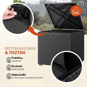 RICCO polyrattan tárolódoboz, 318L, 75x75x70 cm, fekete Casaria