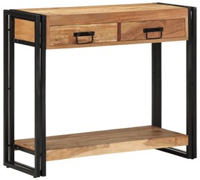 Kisasztal Fekete 90x33x75 cm Tömör akácfa és fém