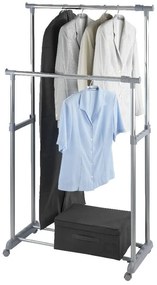 Szürke fém teleszkópos-gurulós ruhatartó állvány Twin – Wenko