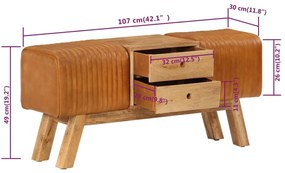 barna valódi kecskebőr és tömör mangófa bokpad 107 cm