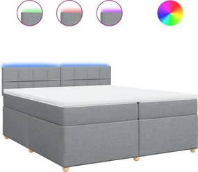 vidaXL világosszürke szövet rugós ágy matraccal 200 x 200 cm