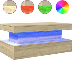vidaXL sonoma tölgy színű dohányzóasztal LED-lámpákkal 90x50x40 cm