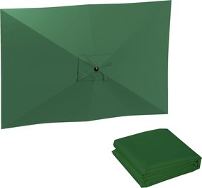Outsunny Csere Napernyő 3x2m Téglalap alakú Ernyőkhöz, Szellőző Felsőrésszel, 180 g/m² Poliészterből, UV 50+ Védelem, Zöld | Aosom