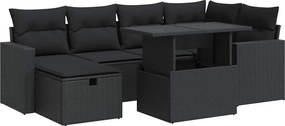 vidaXL 7 részes fekete polyrattan kerti ülőgarnitúra párnával