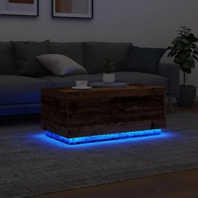 Antik fa színű dohányzóasztal LED-lámpákkal 90x50x40 cm