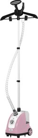 HOMCOM 1.4L Gőzölős Vasaló Állítható Hőmérséklet 11 Szinten Vertikális Vasaló Központ 1800W 26x21,5x146 cm Rózsaszín | Aosom