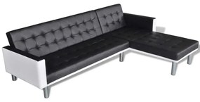 vidaXL fekete L-alakú műbőr kanapéágy