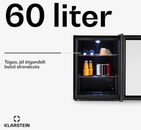 Klarstein Beersafe XL, hűtőszekrény 60 literes térfogattal, D energiahatékonysági osztály, üvegajtó, rozsdamentes acél