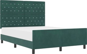 vidaXL Boxrugós ágy fejtámlával Sötétzöld 140 x 200 cm Bársony