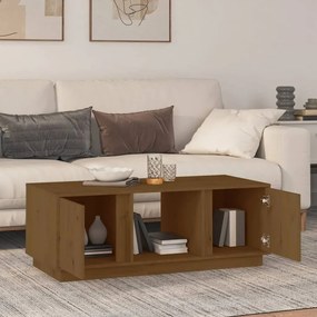 Mézbarna tömör fenyőfa dohányzóasztal 110 x 50 x 40 cm