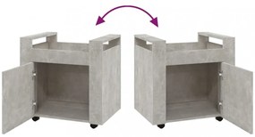 betonszürke szerelt fa asztal-kocsi 60 x 45 x 60 cm
