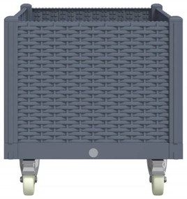 vidaXL kékszürke PP rácsos kerekes ültetőláda 80 x 50 x 54 cm