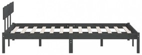 King Size szürke tömör fenyőfa ágykeret 150 x 200 cm