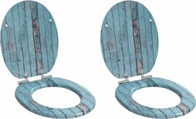 vidaXL Lágy záródású WC ülőke 2 pcs Kék 44 x 38 cm MDF lap