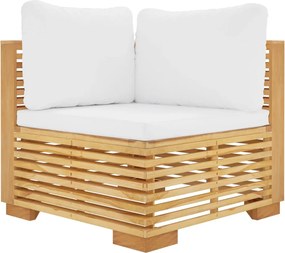 vidaXL tömör tíkfa kerti sarokkanapé krémszínű párnákkal