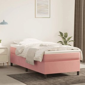 Rózsaszín bársony rugós ágykeret 90x200 cm