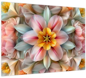 Üveg kép - Kaleidoszkópos virág (70x50 cm)