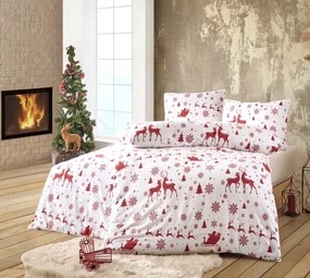 Flanel lepedők karácsonyi Christmas time piros 200x140cm+90x70cm TiaHome