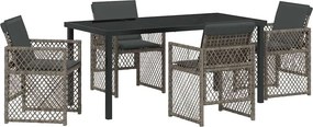 vidaXL Kert étkező szett 5 pcs Szürke polirattan