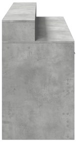 betonszürke szerelt fa íróasztal LED-világítással 160x55x91 cm