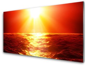 Üvegkép Sunset Sea Wave 120x60cm 4 fogas