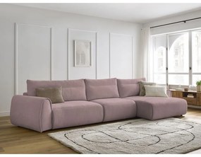 Világos rózsaszín sarokkanapé Aden – Bobochic Paris