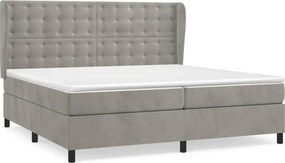 vidaXL világosszürke bársony rugós ágy matraccal 200x200 cm