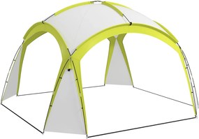 Outsunny 3,5 x 3,5 m-es Rendezvénysátor Húzott Ajtóval, Esővédő Masszív Acéloszlopokkal, Kerti Pavilon UV Védelemmel, Napernyő a Kempingezéshez és Ker