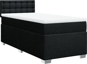 vidaXL fekete szövet rugós ágy matraccal 90x200 cm