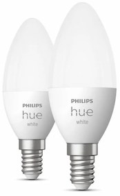 Philips Hue White B39 E14 LED gyertya fényforrás 5,5W, 2700K, 470 lm, 220-240V, 2 db