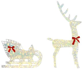 Rénszarvas húzta szán Meleg fehér 70 x 26 x 128.5 cm PET