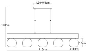 Globo 15656-5H - MOITAS 5xE27/40W/230V függeszték kábellel