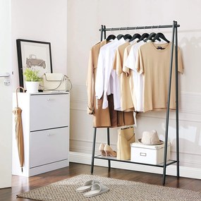 Szobainas acél szerkezettel, ruhaállvány, matt fekete