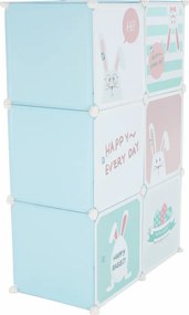 Gyerek szekrény, kék/gyerek minta, EDRIN