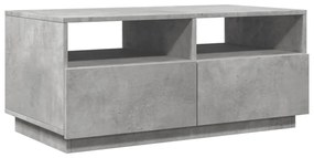betonszürke dohányzóasztal LED-lámpákkal 90x49x40 cm