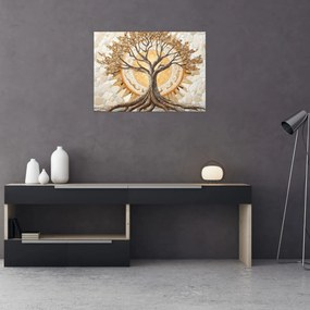 Üveg kép – Arany életfa mozaikban (70x50 cm)