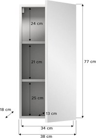 Vira 1 ajtós tükörszekrény fehér