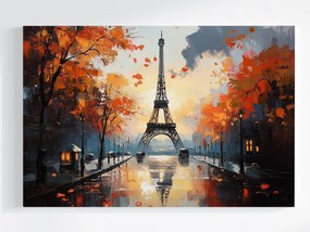 Vászonkép Canvas Párizs Eiffel-torony Ősz Eső Tükröződés 120x80