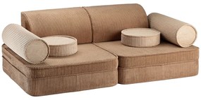Barna kordbársony gyerek kanapé 132 cm Settee – Wigiwama