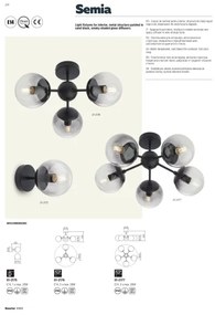 Redo 01-2175 - SEMIA fali lámpatest 1xE14/28W/230V fekete/füstszínű