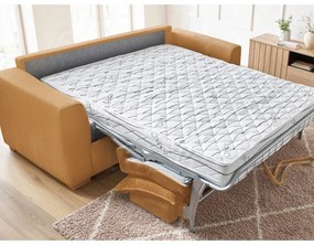 Mustársárga kordbársony kinyitható kanapé 225 cm Augustin – Bobochic Paris