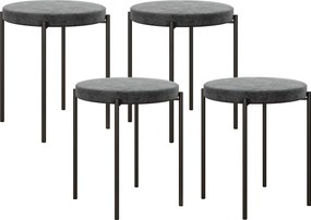 HOMCOM 4 db Rakatolható Étkezőszék Szett Kárpitozott Üléssel, Bársonyos Kinézetű Ülés Stool Étkezőhöz, Fém Sötét Szürke 41,5 x 41,5 x 46 cm | Aosom