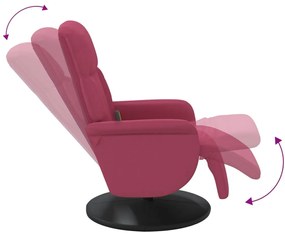 bordó bársony dönthető masszázsfotel lábtartóval