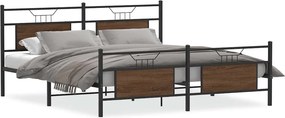 vidaXL barna tölgy színű fém ágykeret matrac nélkül 183 x 213 cm