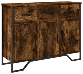 füstös tölgy színű szerelt fa tálalószekrény 97 x 32,5 x 74,5cm