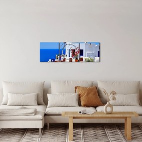 Kép - Kis ház Görögországban (órával) (90x30 cm)