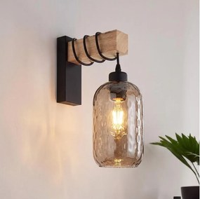 Brilagi - Fali lĂĄmpa WOOD GLASS 1xE27/60W/230V fenyĆ/fekete/fĂŒstbarna