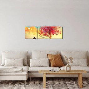 Egy fa képe a dombon (órával) (90x30 cm)