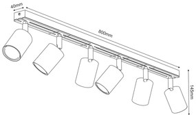 Spotlámpa TERRA 6xGU10/8W/230V fehér/tölgy